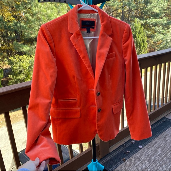 J.crew schoolboy coral velvet blazer size 4 - Picture 2 of 9